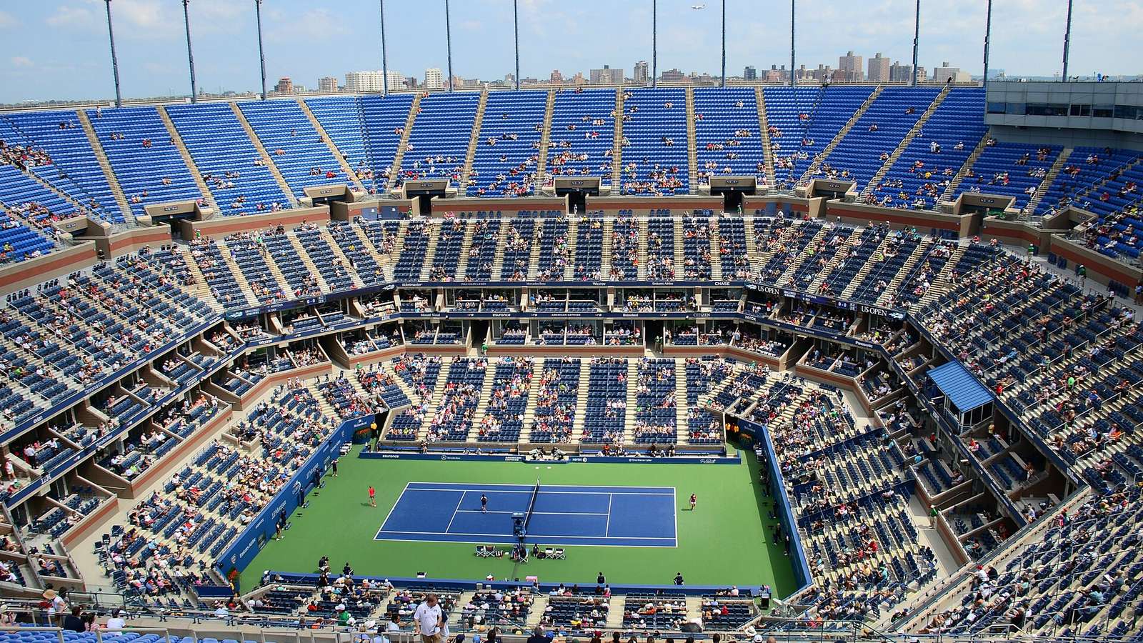Et bredt vue over Arthur Ashe Stadium