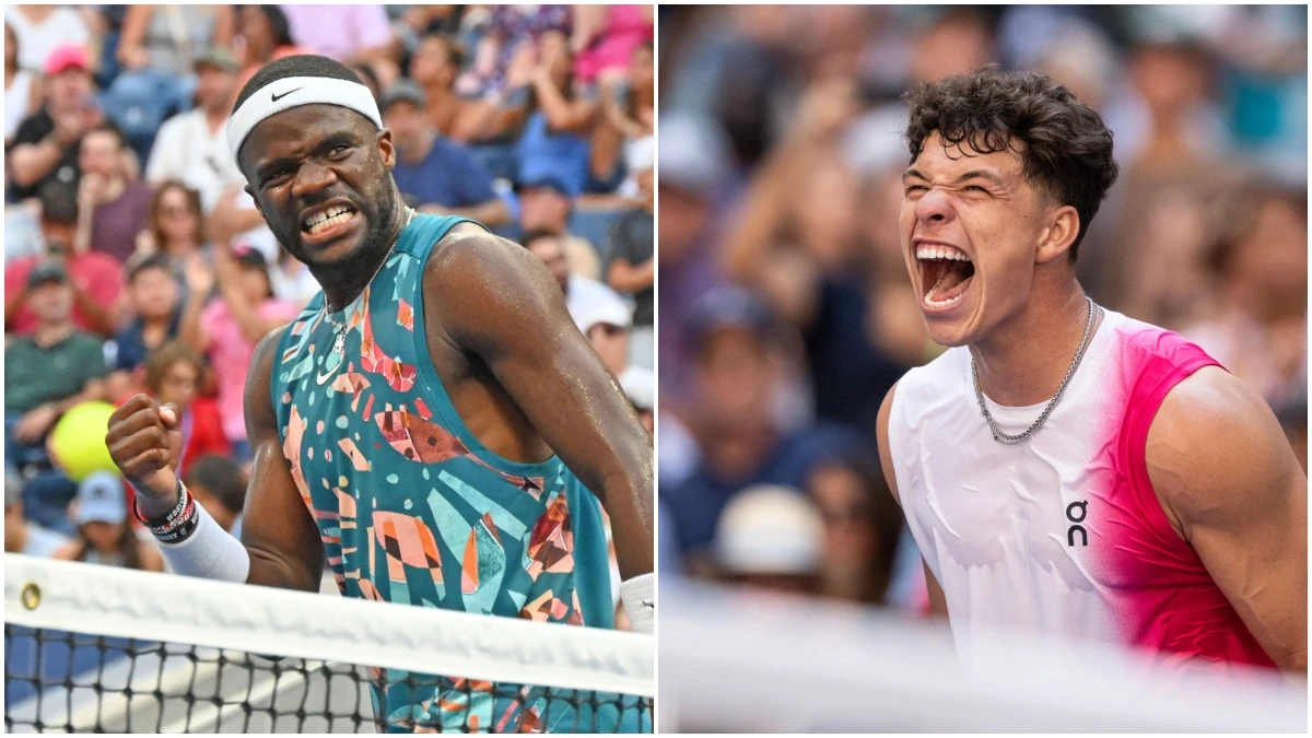 Støttebillede til Ben Shelton og Frances Tiafoe, der sætter en US Open-semifinale op mellem to amerikanske spillere